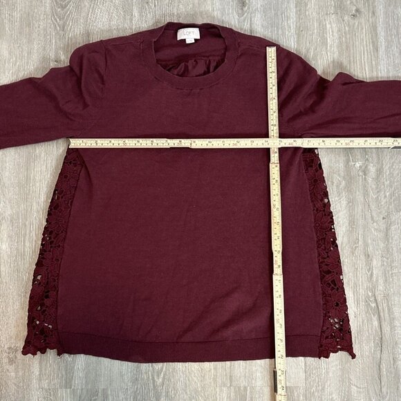 LOFT Burgundy Knit Top Size M Women's Long Sleeve Sweater Blouse Casual Workwear - Picture 6 of 9